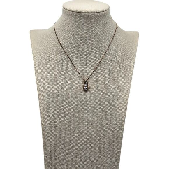 Gold Vermeil Sterling Silver 925 CZ Graduated Bar Drop Pendant Necklace - Picture 4 of 7